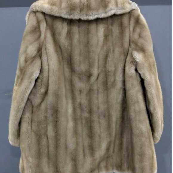Vintage Faux Fur Brown Mink Button Jacket Coat Small - Picture 11 of 15